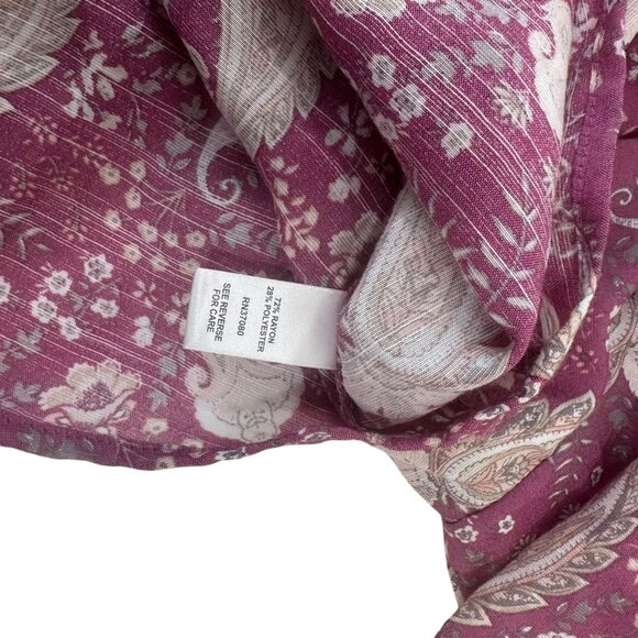 Cato Womens Paisley Print Dusty Pink Peasant Blouse Ruffle Neckline SZ 22/24W - Picture 3 of 10